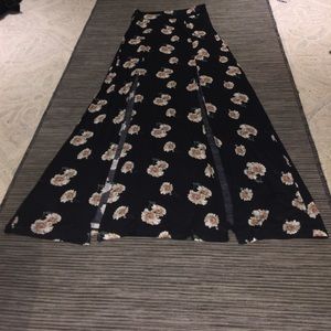 Forever 21 floral maxi skirt with double slit